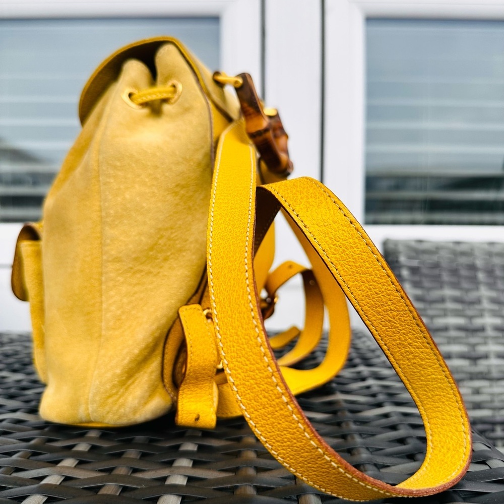 Gucci Vintage Bamboo Suede & Leather Backpack - Picture 16 of 17